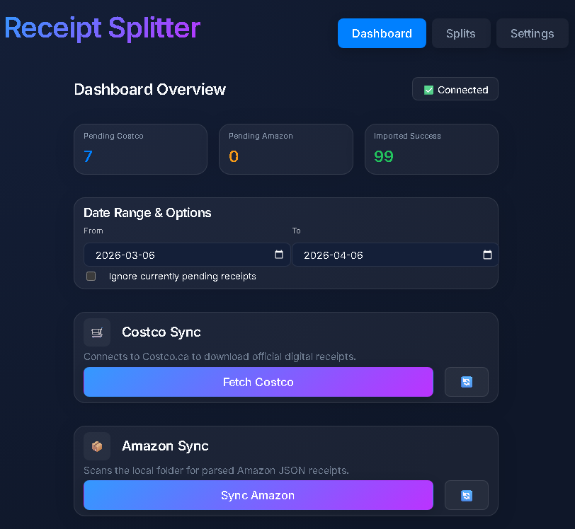 Splitting Costco and Amazon transactions in Actual Budget
